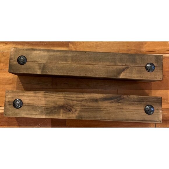 Handmade Aybar 2 Piece Alder Floating Shelf Set of 2 Solid Wood Rustic 24" - Picture 1 of 5